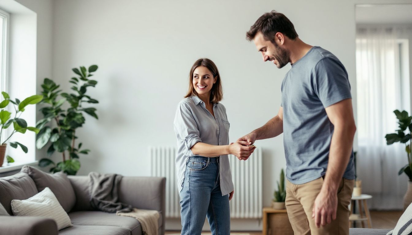 A couple measures living room for a designer radiator.